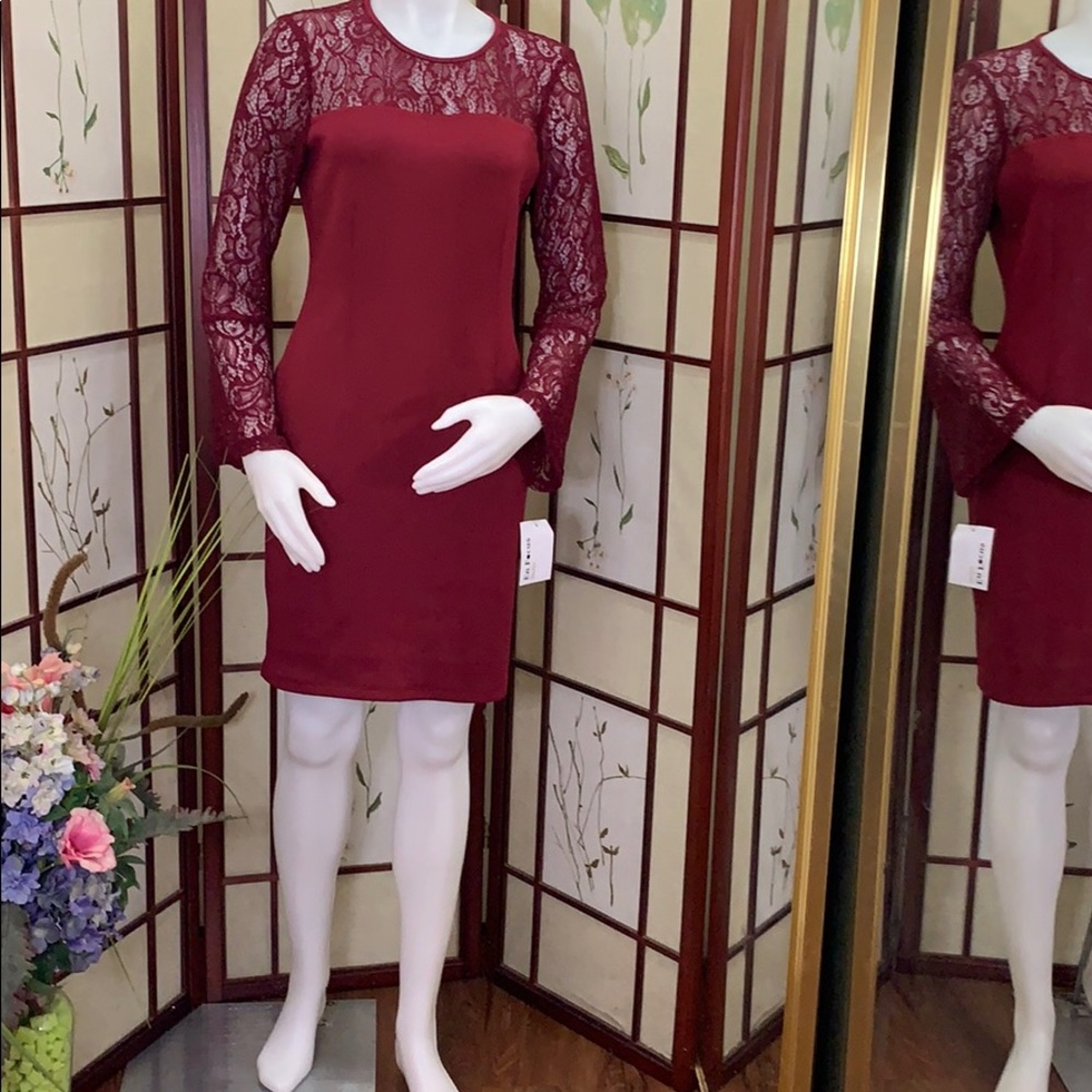 Romantic dark red lace dress 🌹